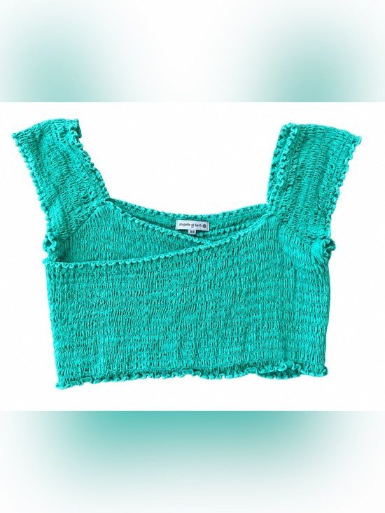 Poupette St. Barth Tops - Poupette St Barth Aqua Smocked Crop Top XS Off Shoulder Stretch Viscose